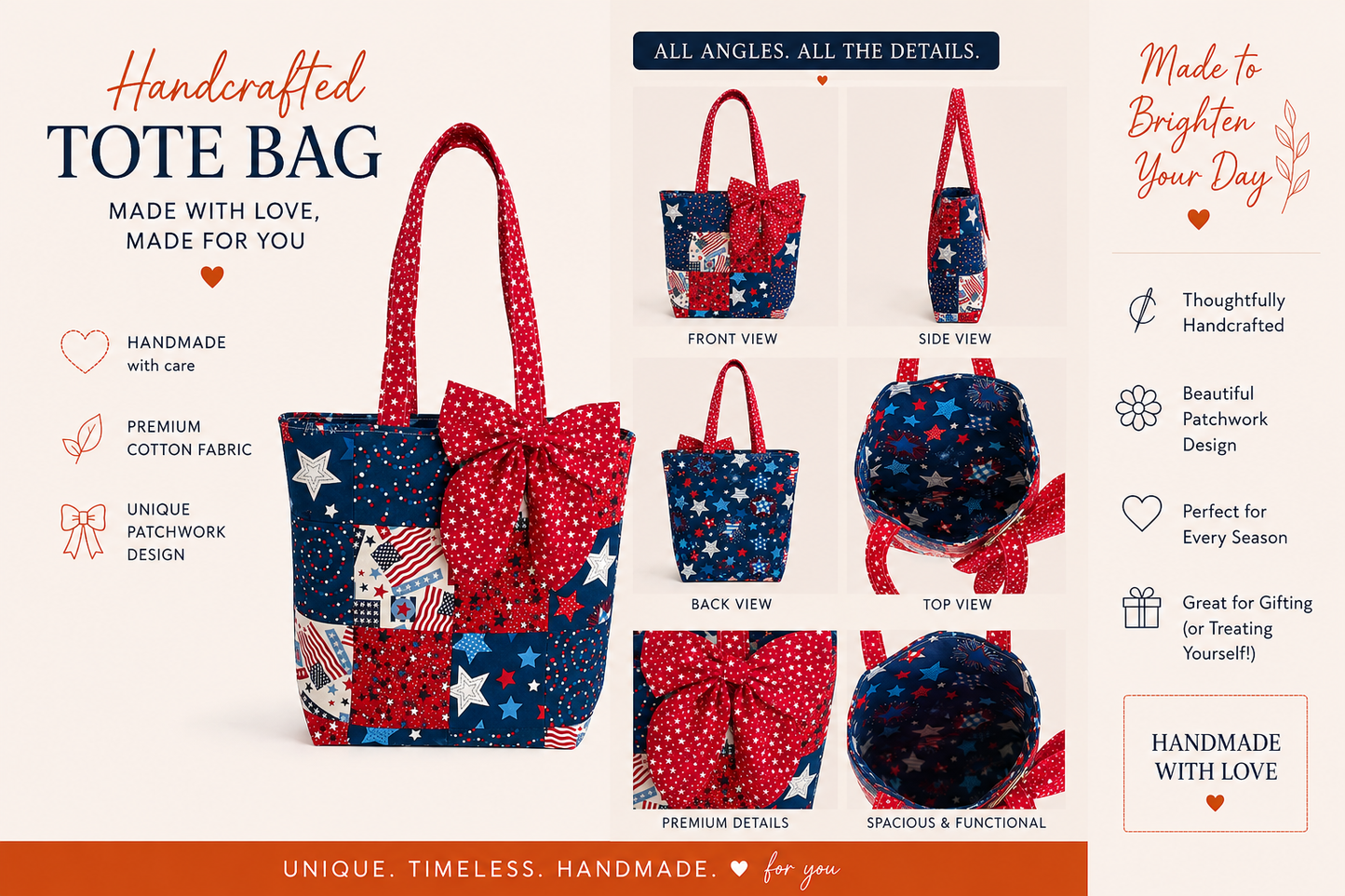 Star Spangled USA 250th Anniversary Limited Edition Tote Bag – 14” Approximate Size