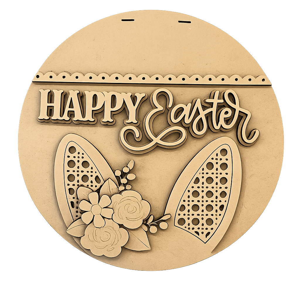 Happy Easter Bunny Door Hanger DIY Kit – Laser Cut Wood Craft