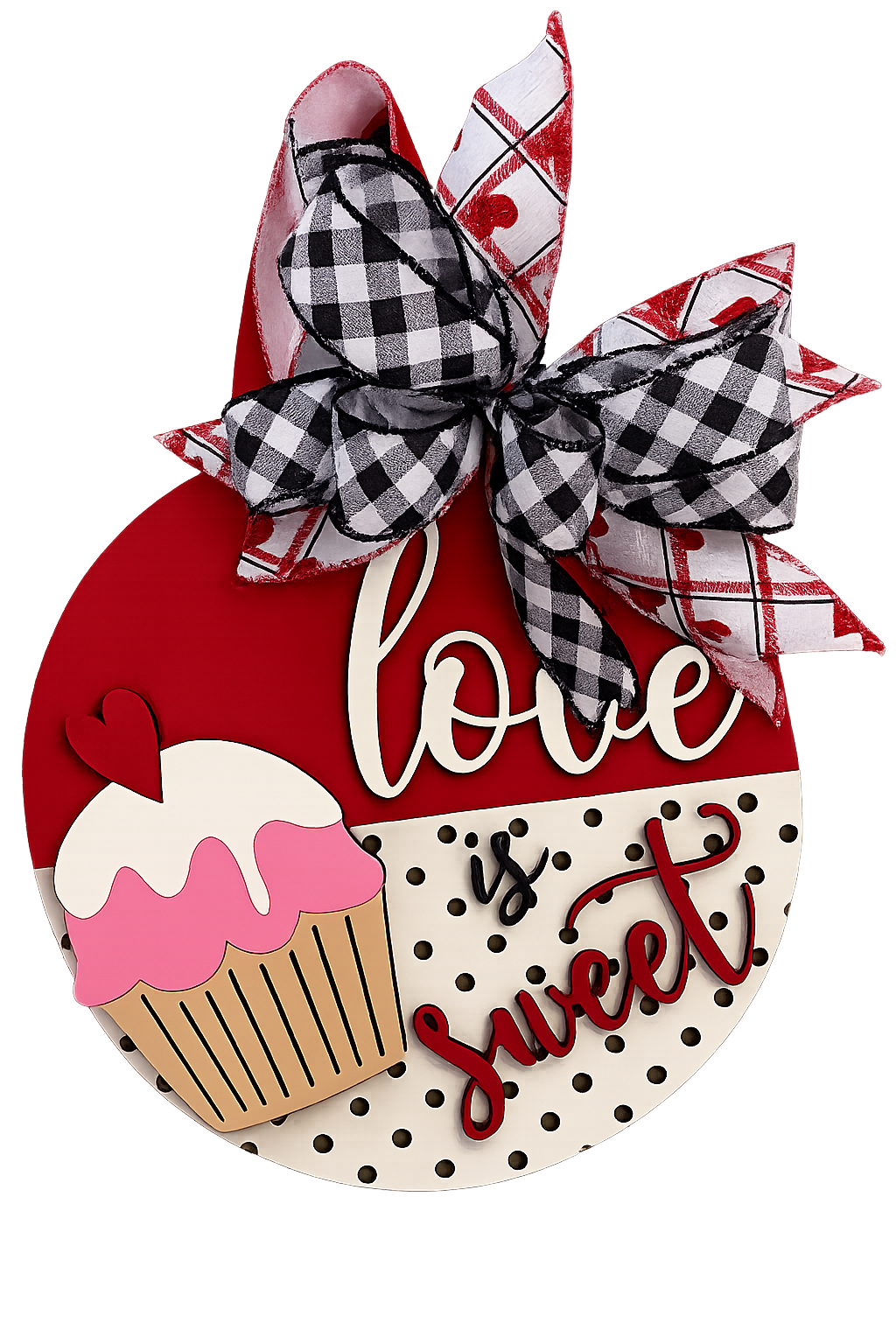 “Love Is Sweet” Valentine Door Hanger – Handcrafted Wood Door Decor
