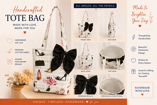 Paris-Themed Mini Tote Bag – 9” Approximate Size