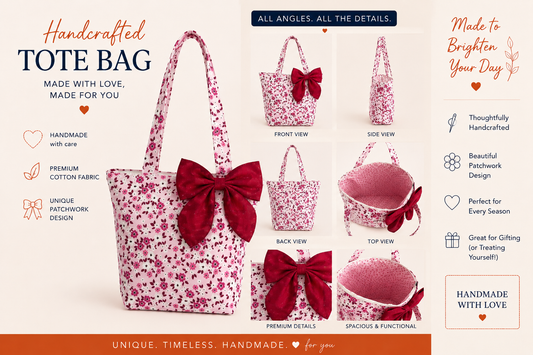 Pink Floral Zippered Limited Edition Tote Bag – 10” Approximate Size
