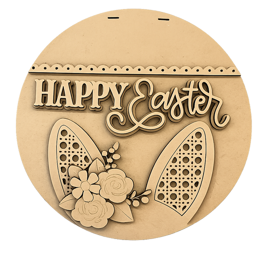Happy Easter Bunny Door Hanger DIY Kit – Laser Cut Wood Craft